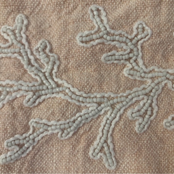 Serena and Lily Coral Peach Linen Embroidered Accent Pillow Cases set of 2 NWOT - Picture 6 of 8